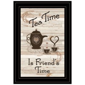 MILLWORK ENGINEERING Trendy Decor 4U "Tea Time" is Friend's Time" Ready to Hang Framed Print (Pack of 1) Black Frame