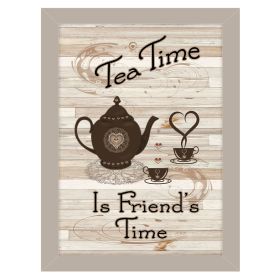 Millwork Engineering Trendy Decor 4U "Tea Time" Ready to Hang Framed Print (Pack of 1) Sand Frame