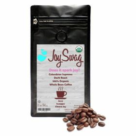 Joy Swag Organic Colombian Supremo Java Swagger 100% Arabica Dark Roast Premium Micro-Roast Whole Bean Coffee (Pack of 1)12oz Bag