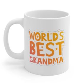 World's Best Rounded Corners C-Handle White Ceramic Grandma Mug (Pack of 1) 11oz Mug