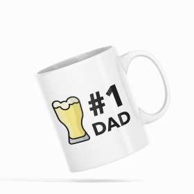 #1 Dad Ceramic Funny Sarcasm Sarcastic Motivational Inspirational Birthday Gifts for Dad, Papa, Father, Beer (Pack of 1) 11oz Coffee Mug