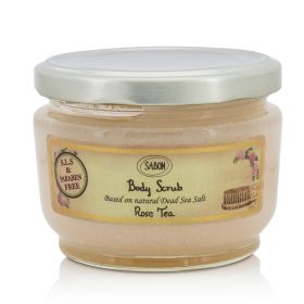 Sabon Large Body Scrub Rose Tea 801021 Exfoliating Dead Sea Salt Body Scrub | Lemon, Bergamot, Citrus  320g (Pack of 1)11.3oz Jar