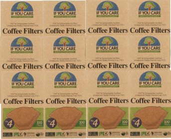 If You Care #4 Cone Coffee Filters - All Natural Brown Unbleached Biodegradeable Composite Chlorine-Free Coffee Filters (Case of 12) 100 Count