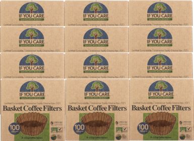 If You Care Basket Coffee Filters Quality w/Integrity Unbleached Totally Chlorine-Free (TCF) 8 inch 8-12 Cup Coffee Makers (Case of 12) 100 Count