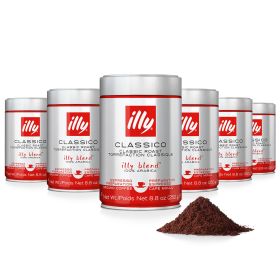 Illy Caffe 100% Arabica Medium Roast Whole Bean Drip Espresso w/Notes Caramel, Orange Blossom & Jasmine Caffeinated Coffee (Case of 6) 8.8oz Can