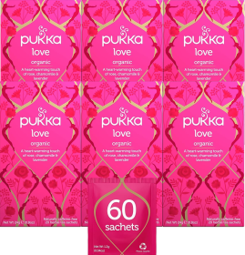 Pukka Organic Herbal Bags, Chamomile, Rose and Lavender, Myrtle (Love) Caffeine-Free Tea (Case Of 6) 120 Tea  Bags