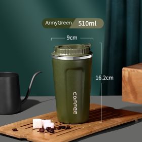 Stainless Steel Portable Convenient Cup (Pack of 1) 380ml-510ml (Option: Army Green 510ML-380mlto510ml)