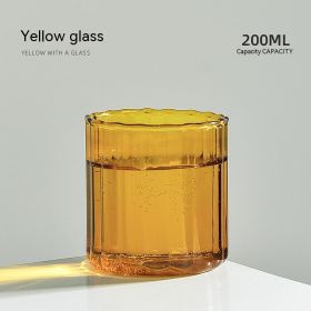 Cold And Cold Resistant Vertical Grain Glass Cup (Option: Yellow Stripe Cup-201 To 300ml)