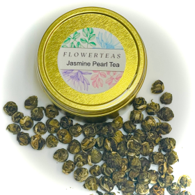 Flower Teas Jasmine Pearls Loose Leaf Green Tea (Pack of 1) 16oz Can or Pouch (Size: 1 lbs. zipper pouch)