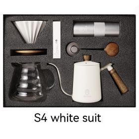 Household American Simple Style Hand Coffee Set Gift Coffee Pot (Pack of 1) Five-Piece Set (Option: S4 White)