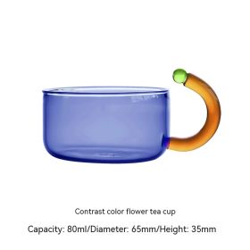 Creative Contrast Color High Temperature Resistant Glass Teapot (Pack of 1) 400mi Single Pot (Option: Blue Cup 80ml)