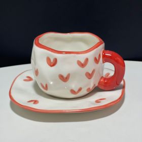 Hand-painted White Clouds Coffee Set Hand-pinching Irregular (Pack of 1) 1 each (Option: Red Love-250ml)