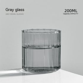 Cold And Cold Resistant Vertical Grain Glass Cup (Option: Gray Stripe Cup-201 To 300ml)