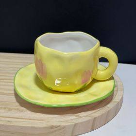 Hand-painted White Clouds Coffee Set Hand-pinching Irregular (Pack of 1) 1 each (Option: Yellow Tulip-250ml)