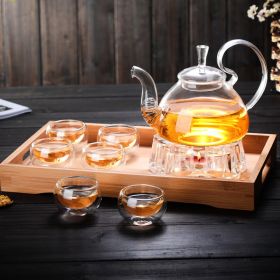 Glass Tea Set Suit w/Tea Tray Kung Fu Tea Set High Temperature Resistant Glass Teapot Heart-shaped Candlestick (Pack of 1) Tea Set (Option: 1 Set)