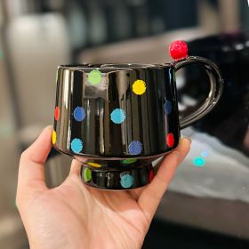 Creative Hand-painted Polka Dot Ceramic Mug Retro (Pack of 1) 400mi Cups (Option: Polka Dot Goblet Black-About 400ml)