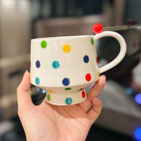 Creative Hand-painted Polka Dot Ceramic Mug Retro (Pack of 1) 400mi Cups (Option: Polka Dot Goblet White-About 400ml)