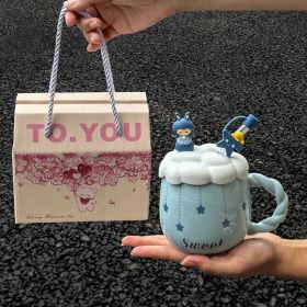 Ceramic Mug Practical Girl Birthday Party Student Gift (Option: Blue Plus Portable Box-401 500ml)