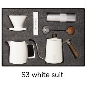 Household American Simple Style Hand Coffee Set Gift Coffee Pot (Pack of 1) Five-Piece Set (Option: S3 White)