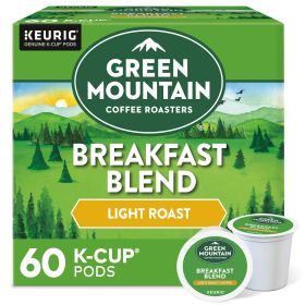 Green Mountain Breakfast Blend Single Serve 100% Arabica Light Roast Beans Caffeinated Coffee (Box of 1) 60 K-Cup Pods (Brand: Green Mountain Coffee)