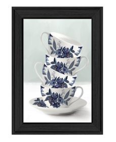 Artisan House Fenway "Tea Tower" (Blue) Ready to Hang Framed Print (Pack of 1) Black Frame (Color: as Pic)