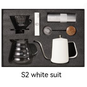 Household American Simple Style Hand Coffee Set Gift Coffee Pot (Pack of 1) Five-Piece Set (Option: S2 White)