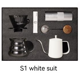 Household American Simple Style Hand Coffee Set Gift Coffee Pot (Pack of 1) Five-Piece Set (Option: S1 White)