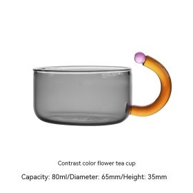 Creative Contrast Color High Temperature Resistant Glass Teapot (Pack of 1) 400mi Single Pot (Option: Gray Cup 80ml)