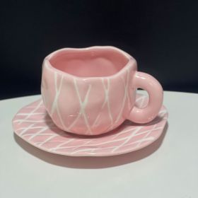 Hand-painted White Clouds Coffee Set Hand-pinching Irregular (Pack of 1) 1 each (Option: Pink Rhombus-250ml)