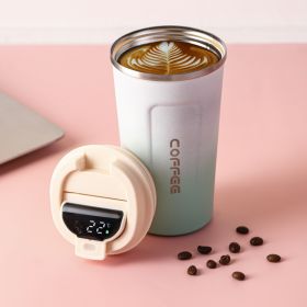 Stainless Steel Cup With Straw Double-layer Vacuum Cup Outdoor Coffee Cup (Option: Smart Gradient White-510ml)