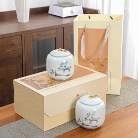 Ceramic Double Cans Tea Pot Household Half A Catty Package Tea Storage Tank (Option: Ruyi Double Cans Gift Box)